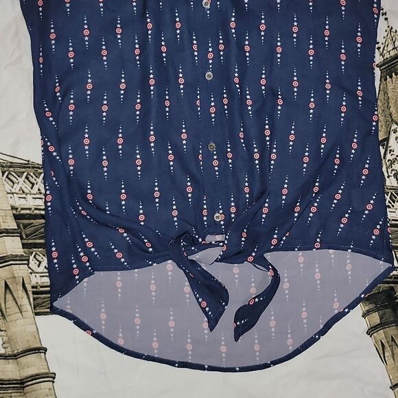 Marvel Her Universe Captain America Tie Waist Blouse Shirt Size M - Picture 2 of 10